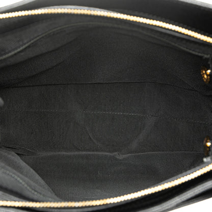Black Chanel Embroidered Caviar Logo Shoulder Bag