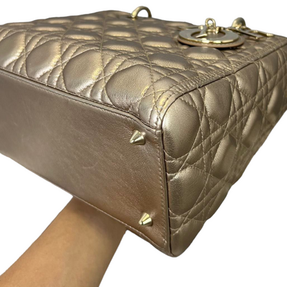 Calfskin Cannage Medium Lady Dior Gold GHW