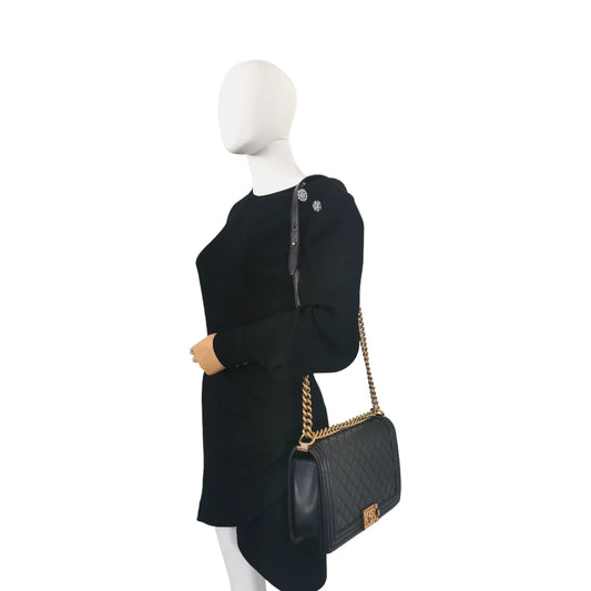 Chanel Boy Large Black Lambskin Gold