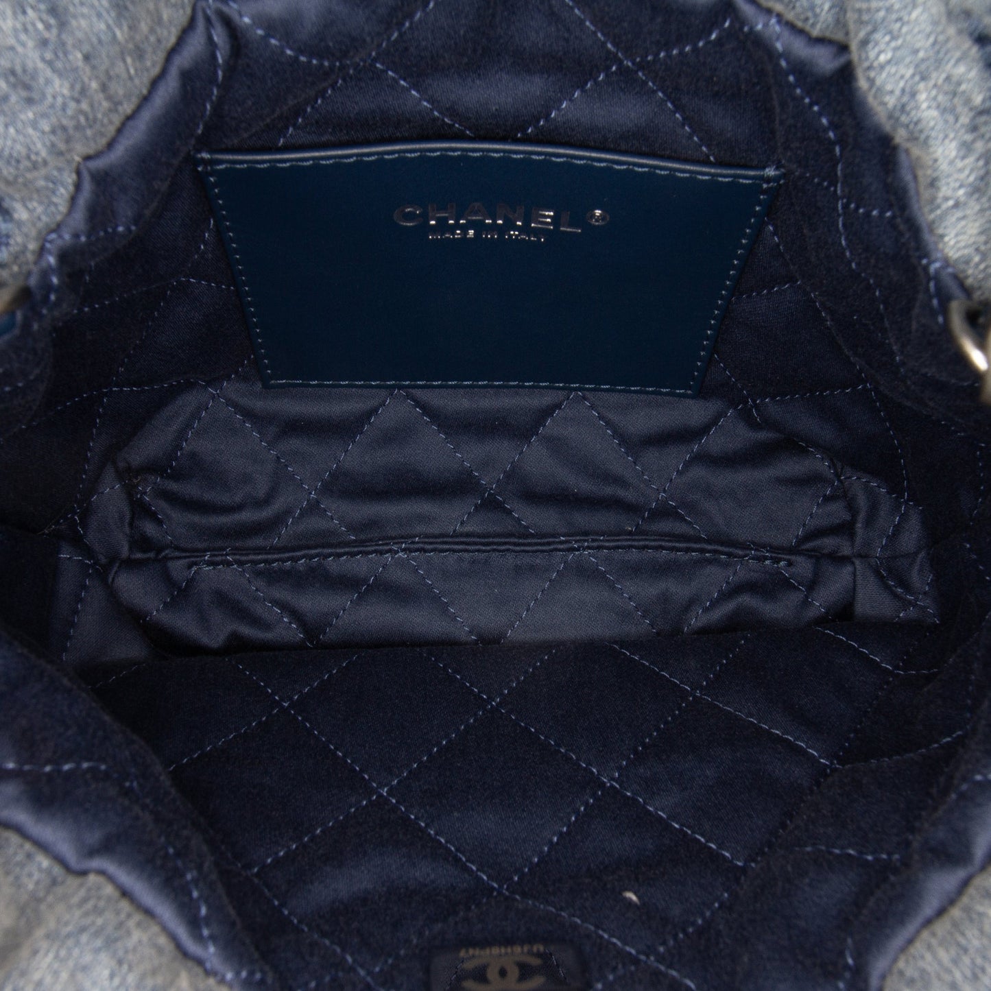 Blue Chanel Mini Denim Studded 22 Handbag Satchel