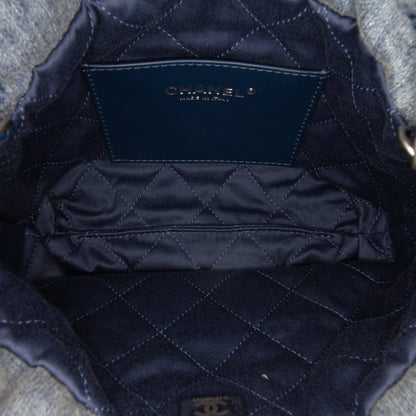 Blue Chanel Mini Denim Studded 22 Handbag Satchel