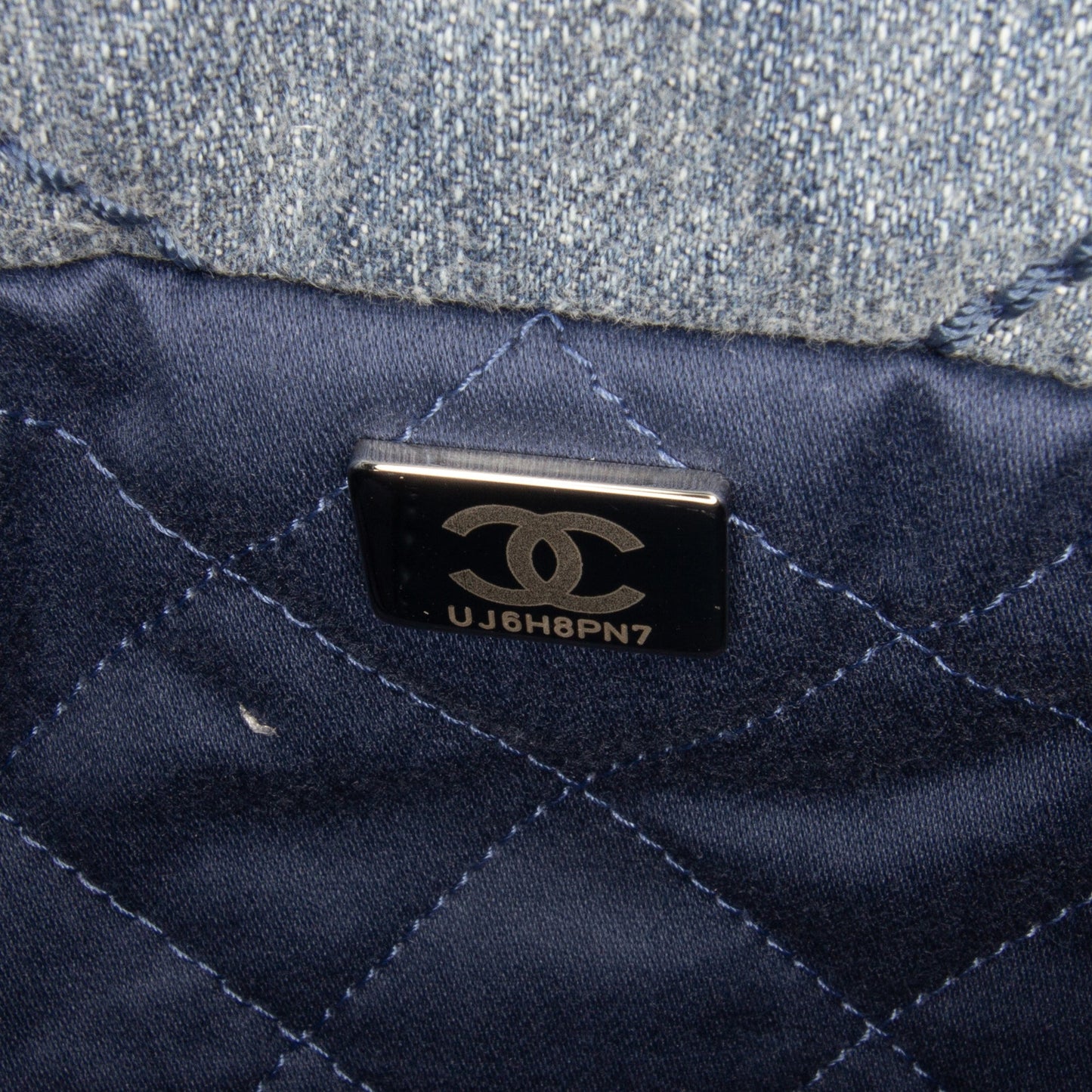 Blue Chanel Mini Denim Studded 22 Handbag Satchel