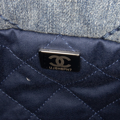 Blue Chanel Mini Denim Studded 22 Handbag Satchel