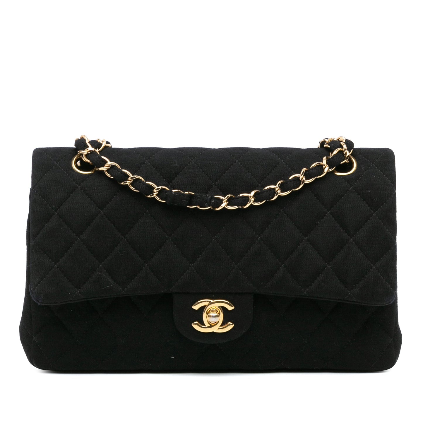Black Chanel Medium Classic Jersey Double Flap Shoulder Bag
