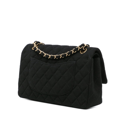 Black Chanel Medium Classic Jersey Double Flap Shoulder Bag