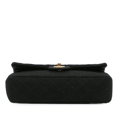 Black Chanel Medium Classic Jersey Double Flap Shoulder Bag