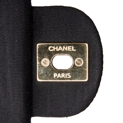 Black Chanel Medium Classic Jersey Double Flap Shoulder Bag