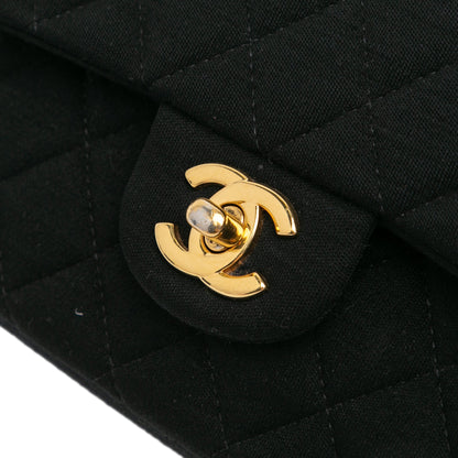 Black Chanel Medium Classic Jersey Double Flap Shoulder Bag