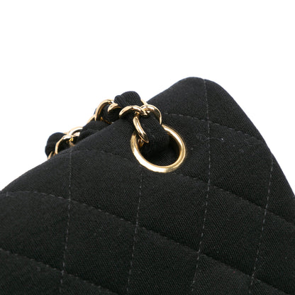 Black Chanel Medium Classic Jersey Double Flap Shoulder Bag