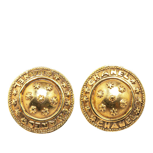 Gold Chanel Gold Plated Round Logo Cufflinks