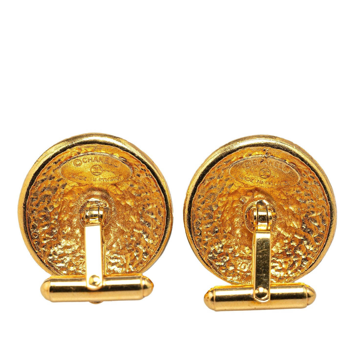 Gold Chanel Gold Plated Round Logo Cufflinks
