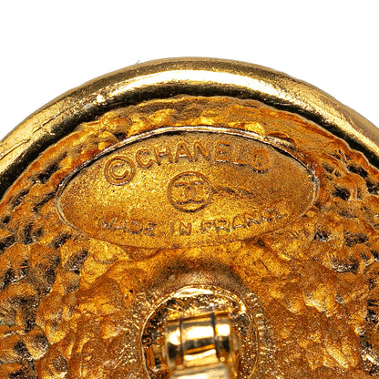 Gold Chanel Gold Plated Round Logo Cufflinks