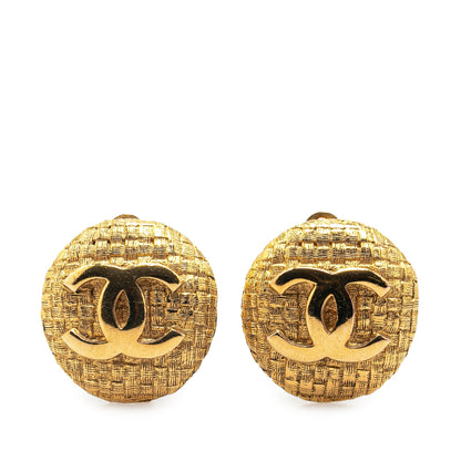 Gold Chanel Gold Plated CC Clip On Earrings