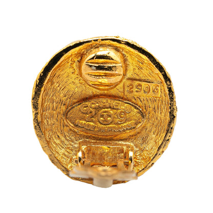 Gold Chanel Gold Plated CC Clip On Earrings