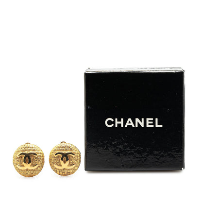 Gold Chanel Gold Plated CC Clip On Earrings