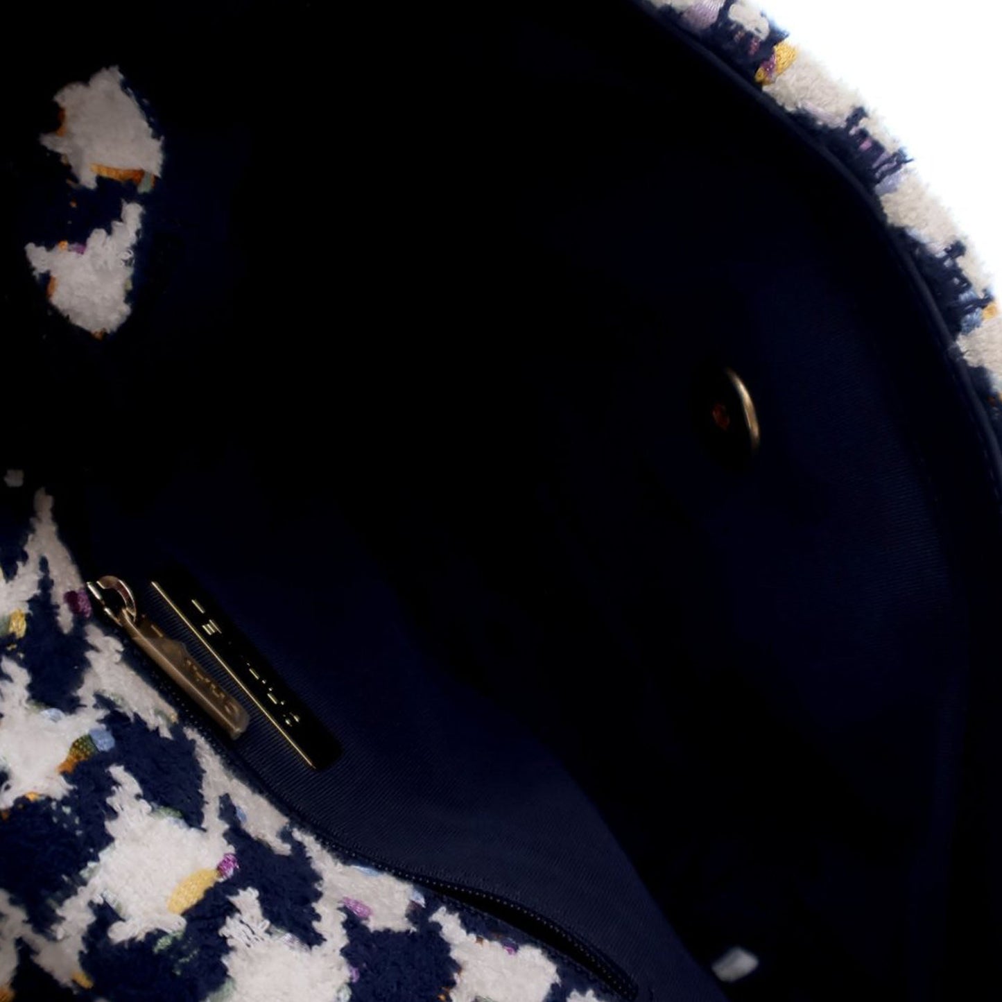 Blue Chanel Medium Houndstooth Tweed 19 Flap Bag Satchel