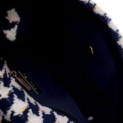 Blue Chanel Medium Houndstooth Tweed 19 Flap Bag Satchel