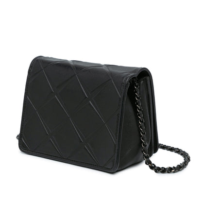 Black Chanel Mini Calfskin Propeller Flap Crossbody Bag