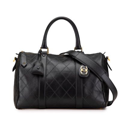 Black Chanel Medium Diamond Stitch Lambskin Satchel