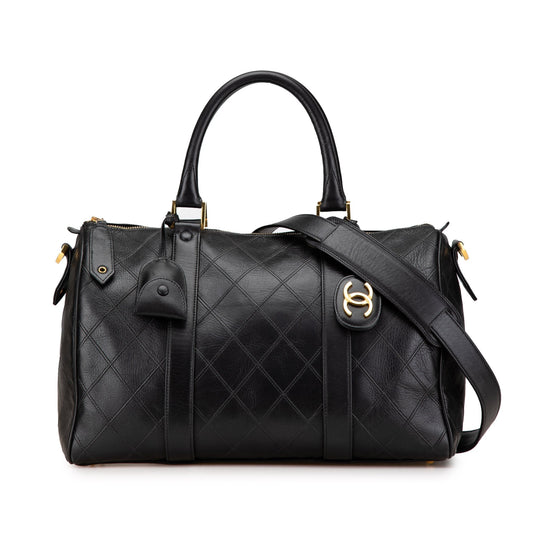 Black Chanel Medium Diamond Stitch Lambskin Satchel