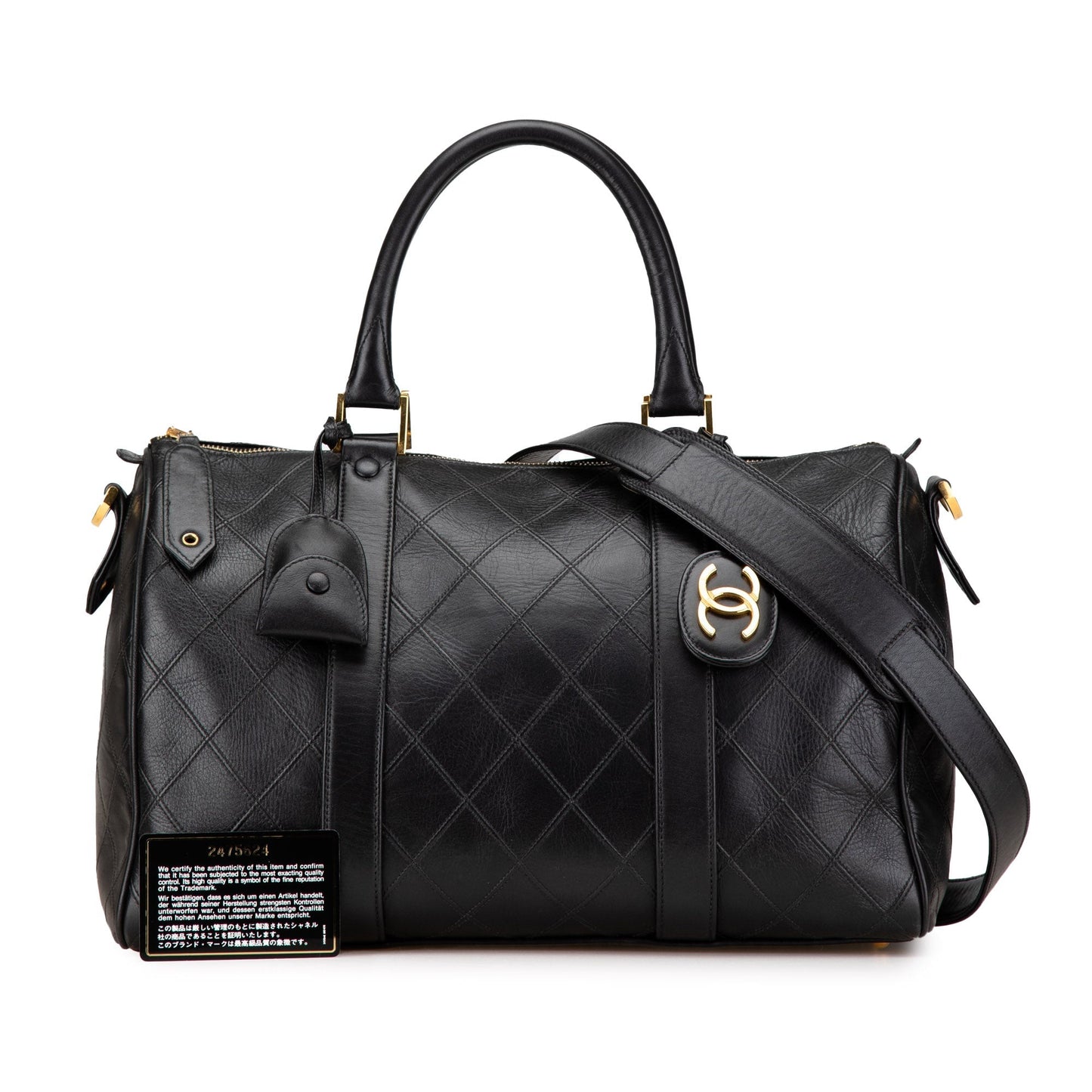 Black Chanel Medium Diamond Stitch Lambskin Satchel