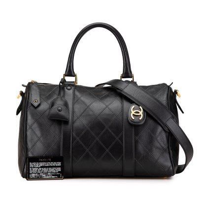 Black Chanel Medium Diamond Stitch Lambskin Satchel