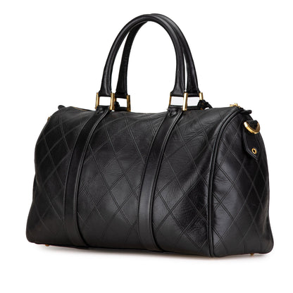 Black Chanel Medium Diamond Stitch Lambskin Satchel