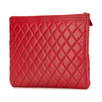 Chanel Sac Medium Quilted Caviar Boy O Case Clutch
