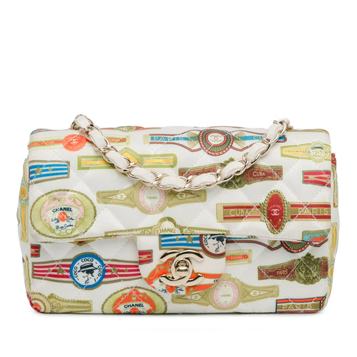 Chanel Sac Mini Rectangular Classic Printed Satin Cuba Single Flap