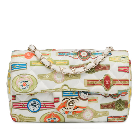 Chanel Sac Mini Rectangular Classic Printed Satin Cuba Single Flap