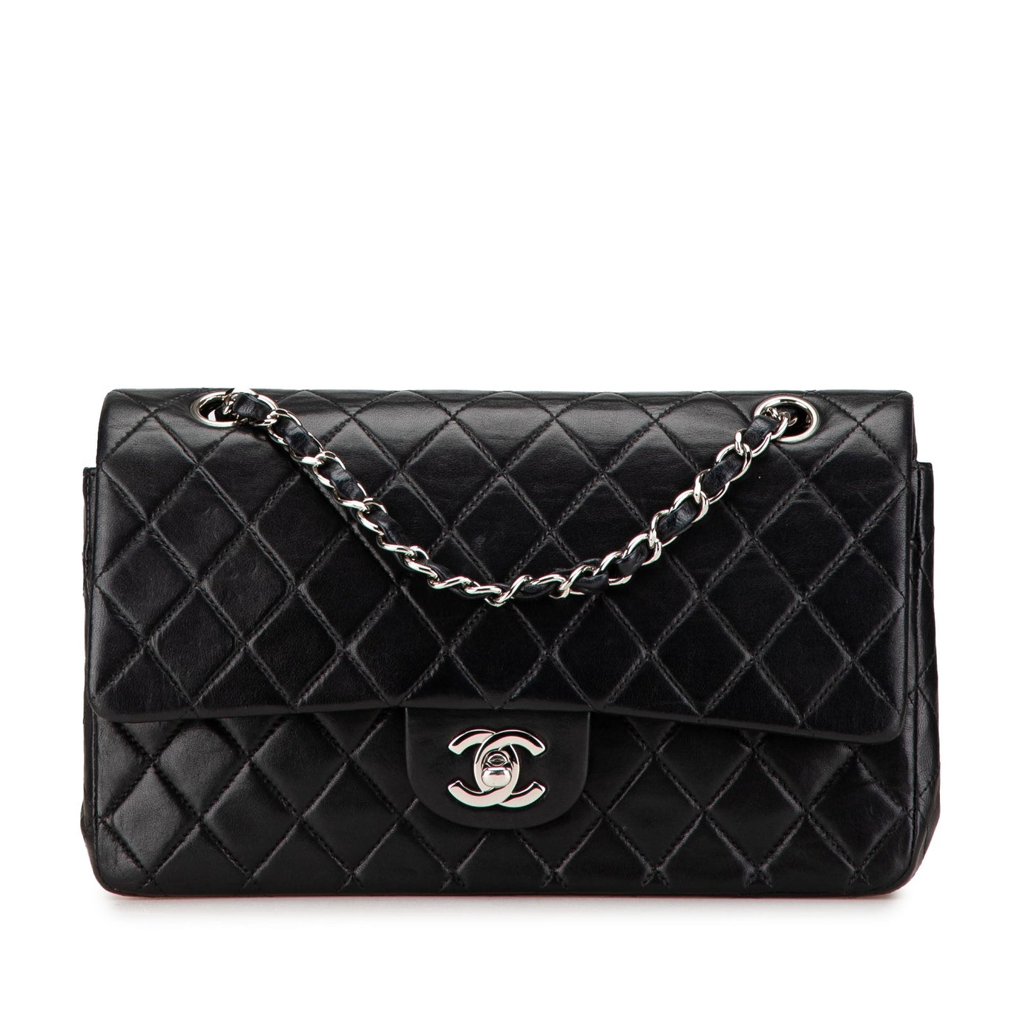Black Chanel Medium Classic Lambskin Double Flap Shoulder Bag