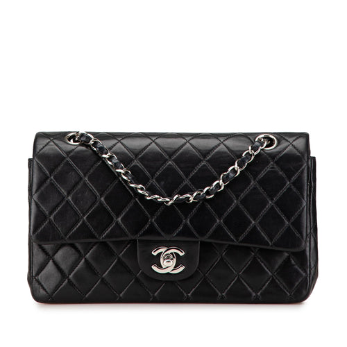 Black Chanel Medium Classic Lambskin Double Flap Shoulder Bag