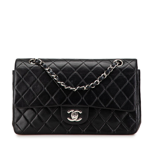 Black Chanel Medium Classic Lambskin Double Flap Shoulder Bag