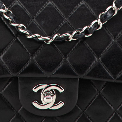 Black Chanel Medium Classic Lambskin Double Flap Shoulder Bag
