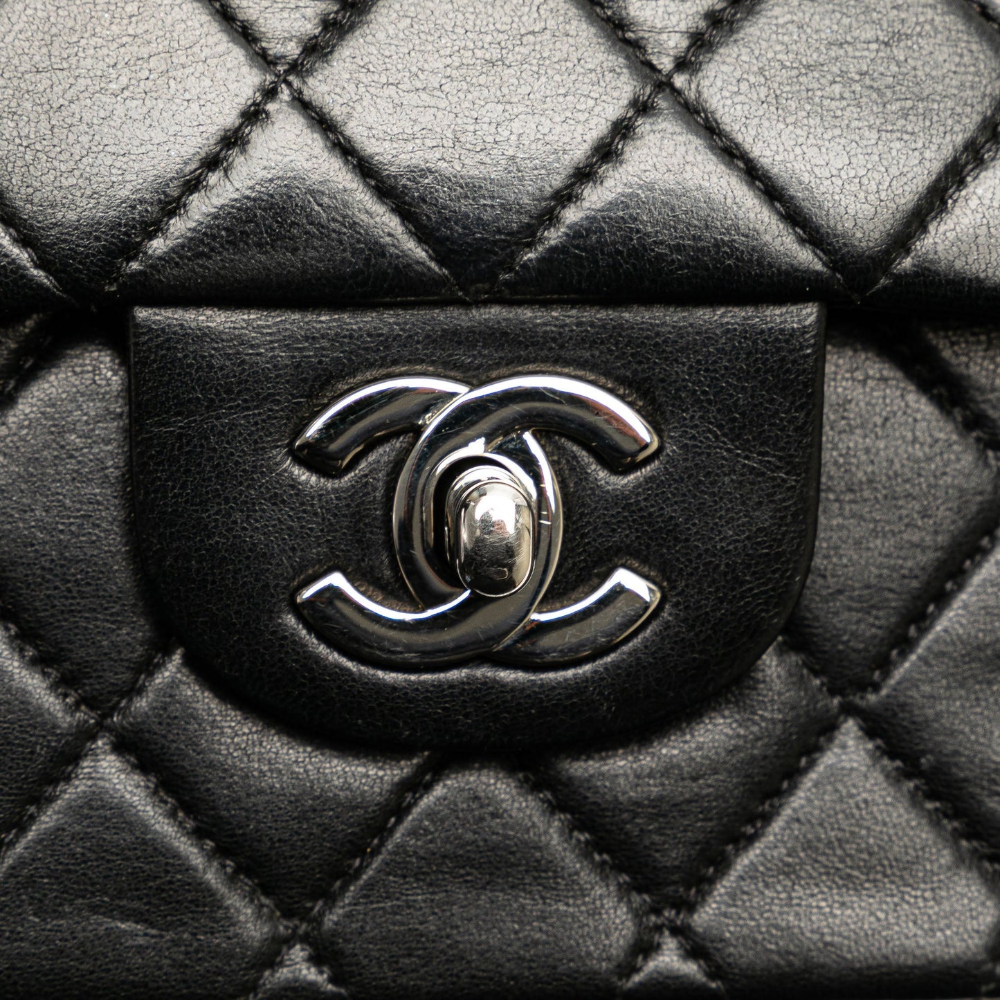 Black Chanel Medium Classic Lambskin Double Flap Shoulder Bag