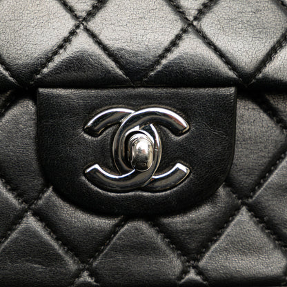 Black Chanel Medium Classic Lambskin Double Flap Shoulder Bag