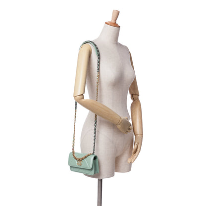 Green Chanel Lambskin 19 Clutch with Chain Satchel