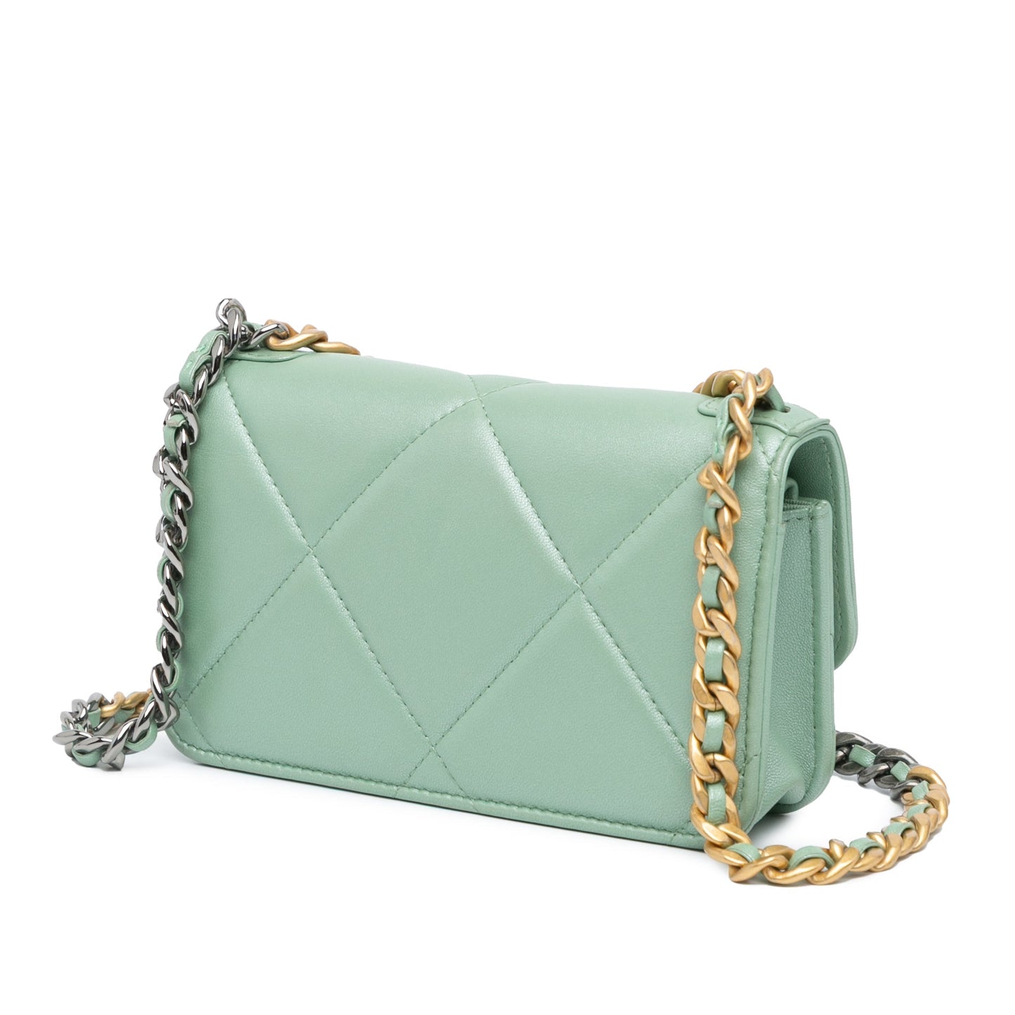 Green Chanel Lambskin 19 Clutch with Chain Satchel