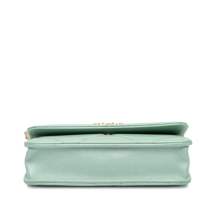Green Chanel Lambskin 19 Clutch with Chain Satchel