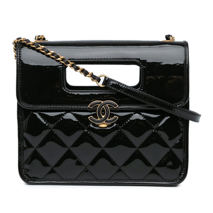 Chanel Sac Mini Quilted Patent Graphic Catch Flap