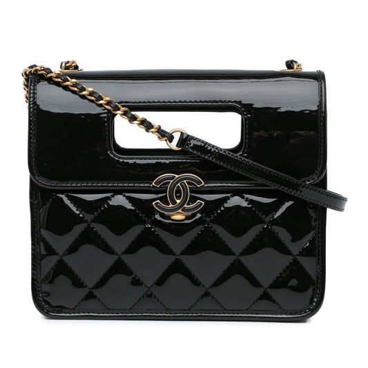 Chanel Sac Mini Quilted Patent Graphic Catch Flap