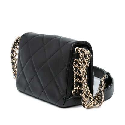 Black Chanel Mini Quilted Lambskin Multi Chain Flap Crossbody Bag