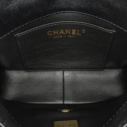 Black Chanel Mini Quilted Lambskin Multi Chain Flap Crossbody Bag