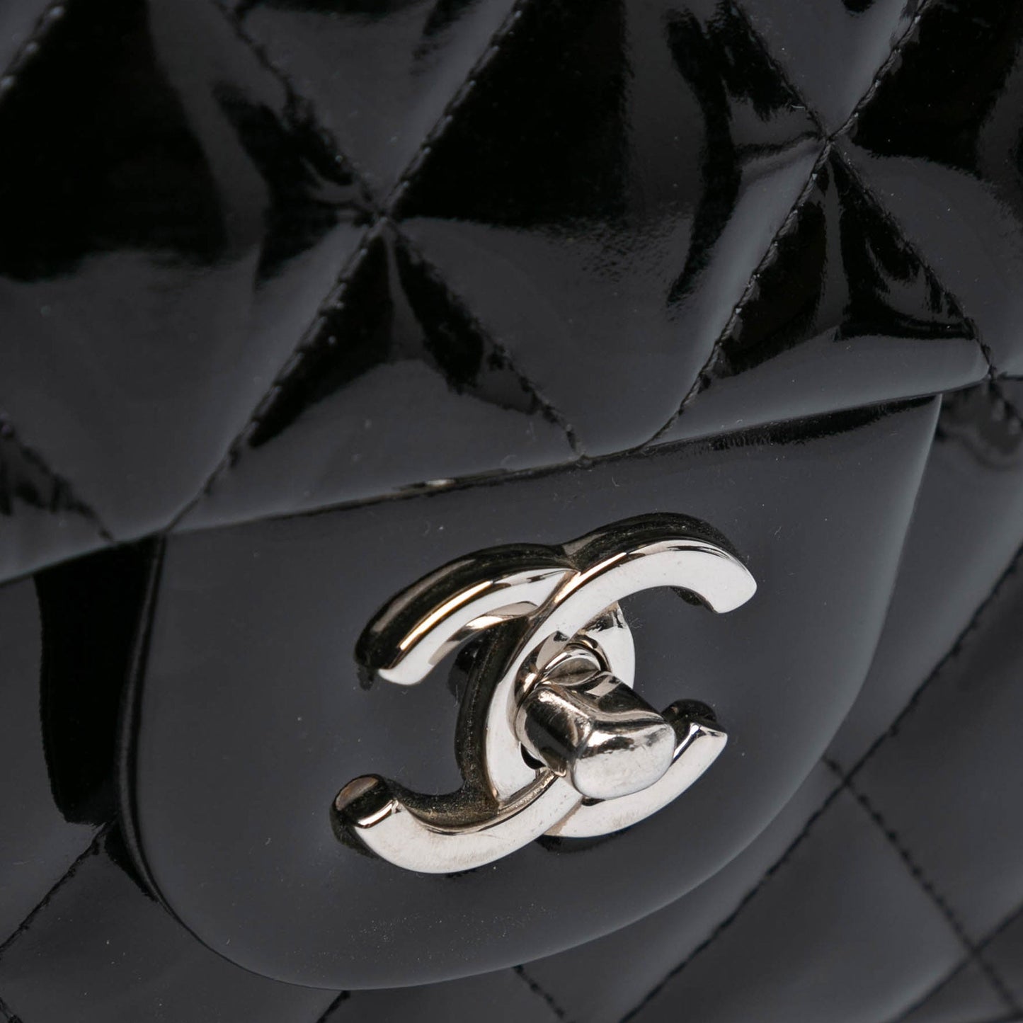 Black Chanel Jumbo Classic Patent Double Flap Shoulder Bag