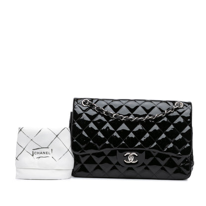 Black Chanel Jumbo Classic Patent Double Flap Shoulder Bag