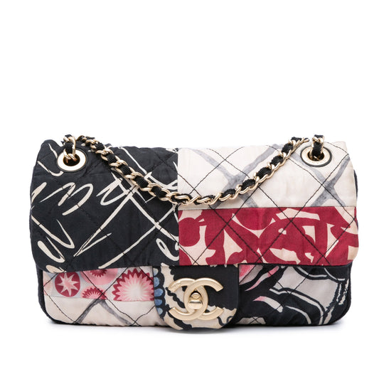 Chanel Sac Mini Rectangular Printed Nylon and Jersey Patchwork Single Flap