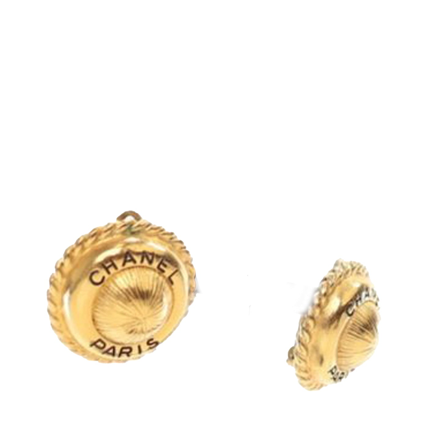 Gold Chanel Gold Plated Logo Round Clip On Earrings