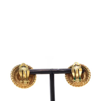 Gold Chanel Gold Plated Logo Round Clip On Earrings