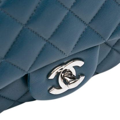 Blue Chanel Mini Square Classic Lambskin Single Flap Crossbody Bag