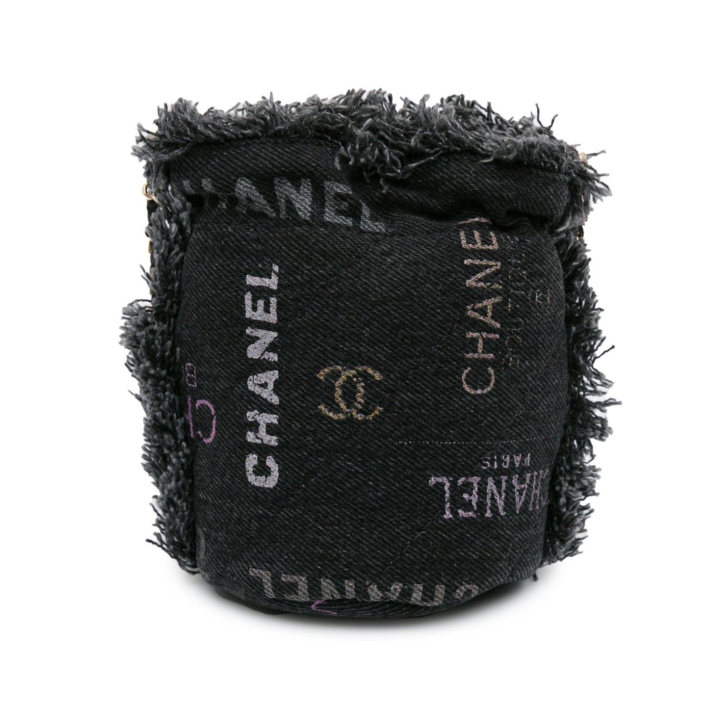 Gray Chanel Mini Denim Mood Bucket with Chain